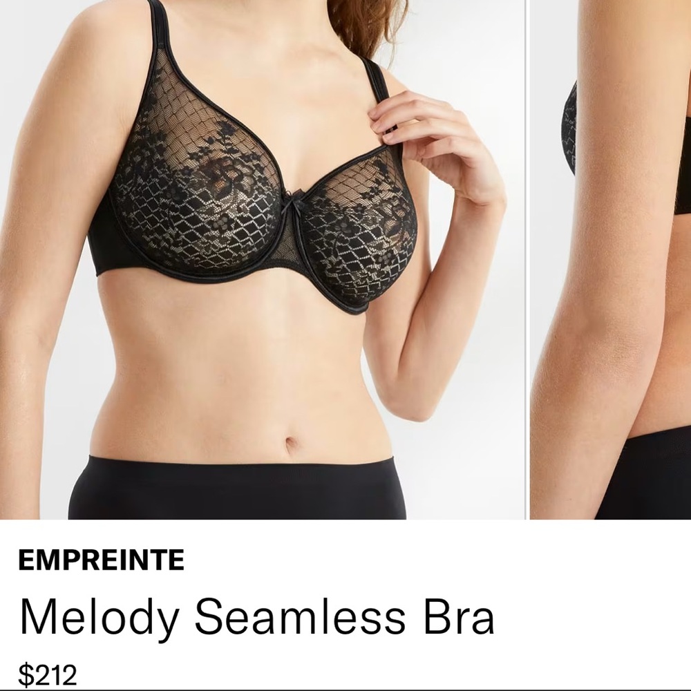 Empreinte Melody Seamless Bra - Black Noir NWT 34F